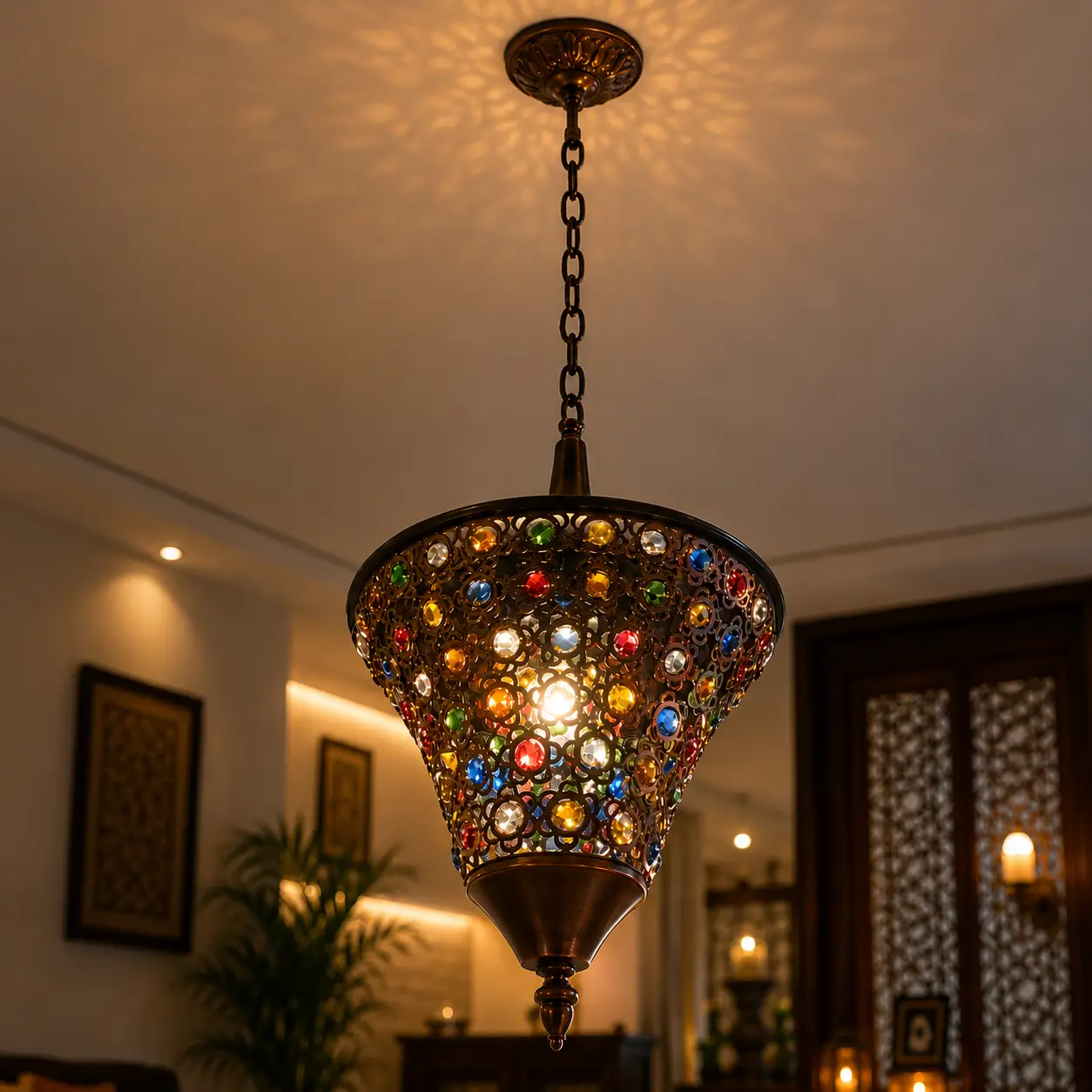 Luxury Multicolor Crystal Pendant Hanging Light